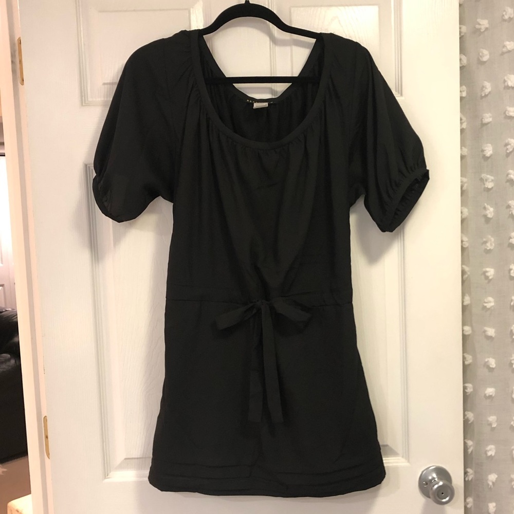 Flowy Black Mini Dress • Tie at Waist